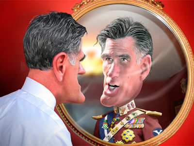 Caricature of Mitt Romney.