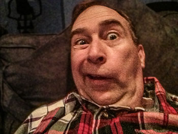 Stephen M. Miller in selfie by iPad.