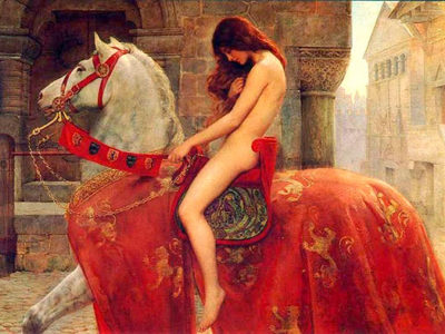 Lady Godiva on horseback
