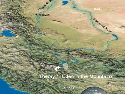 map of theories of location of Garden of Eden, by Stephen M. Miller