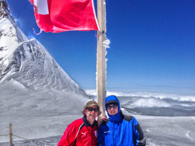 Stephen M. Miller and son on Swiss mountain