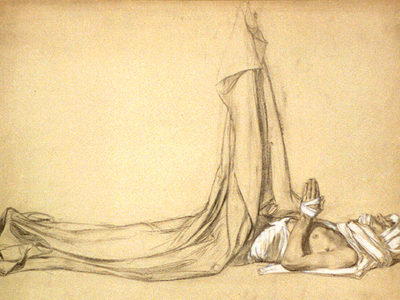 drawing of man in burial shroud