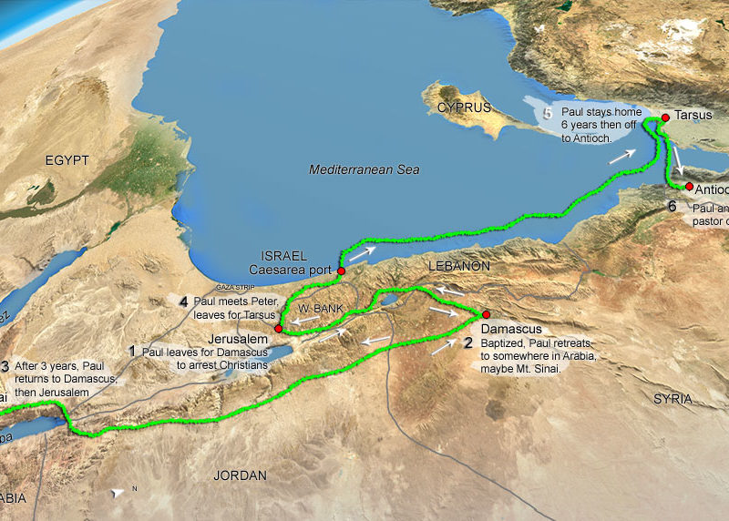 map of Paul's early travels