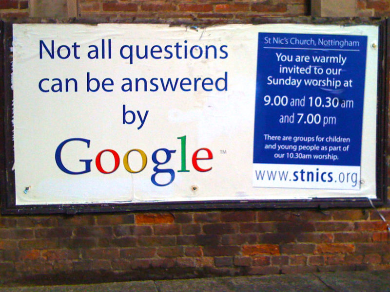 Church poster about Google