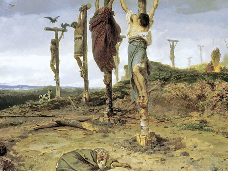 painting of crucified men
