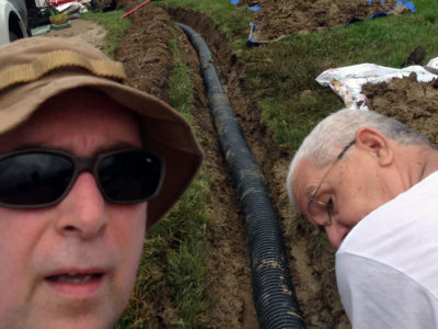 digging a drainage ditch