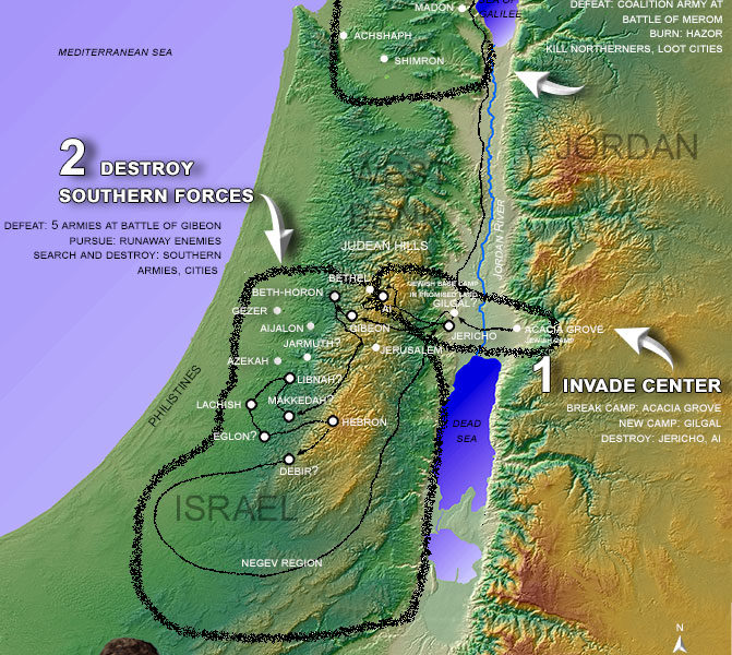 map of Joshua's war strategy