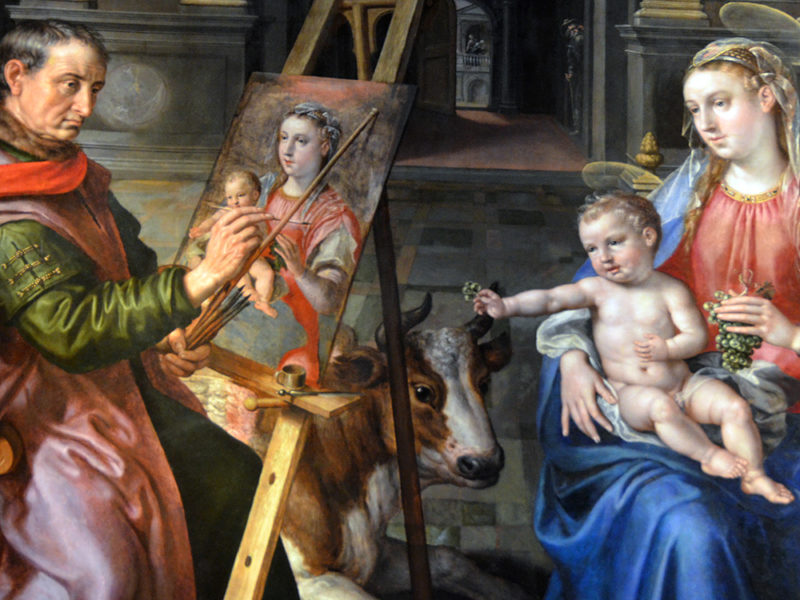 Luke paints Virgin Mary and Baby Jesus