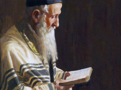 Portrait of a rabbi reading.