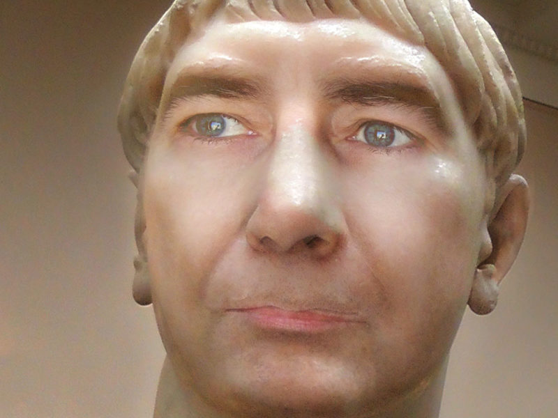Stephen M. Miller's face Photo shopped onto Roman statue.