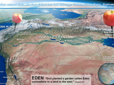 map of theories of the location of Eden.
