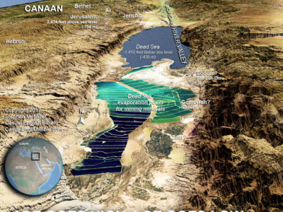 map of Jordan River Valley with Sodom, copyright Stephen M. Miller