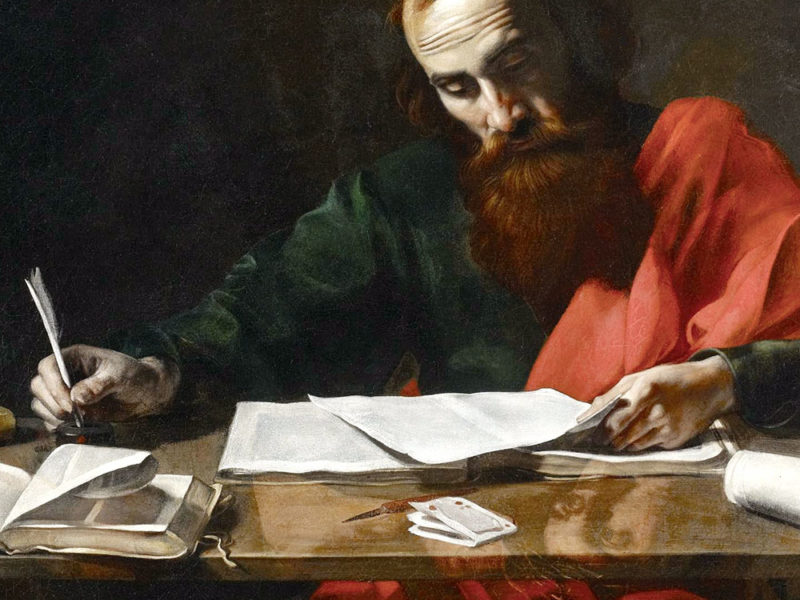 Painting of Saint Paul writing.