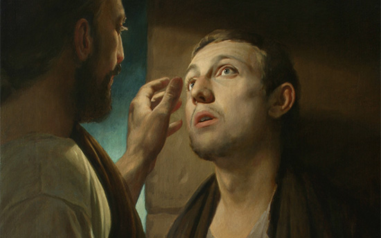 painting of Jesus healing blind man
