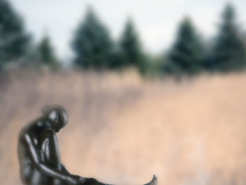 seated statue in a field