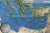 Map of route from Ephesus to Rome