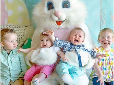 4 children and Easter Bunny