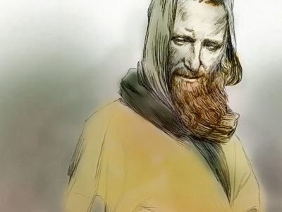 Sketch of man by James Tissot colorized by Stephen M. Miller