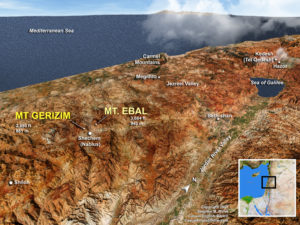 map of Mt Gerizim and Mt Ebal