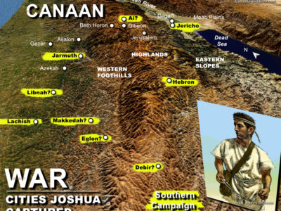 map of cities Joshua defeated in South Canaan
