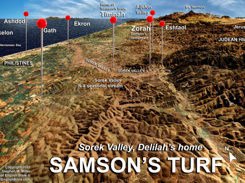 Casual English Bible map of Samson's hometown of Zorah