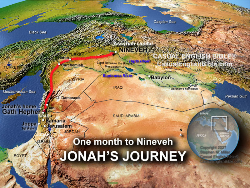 Bible map of Jonah's trip to Nineveh