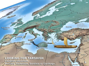 Map of Jonah sailing to Tarshish