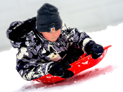 Stephen M Miller's grandson sledding