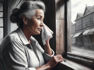 ART OF SAD WOMAN WITH HANKIE for Stephen Millerbooks.com